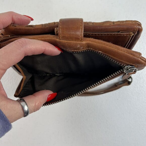 Valenca Holland Brown Woven Distressed Leather Wallet Credit Card ID Holder - Picture 6 of 13